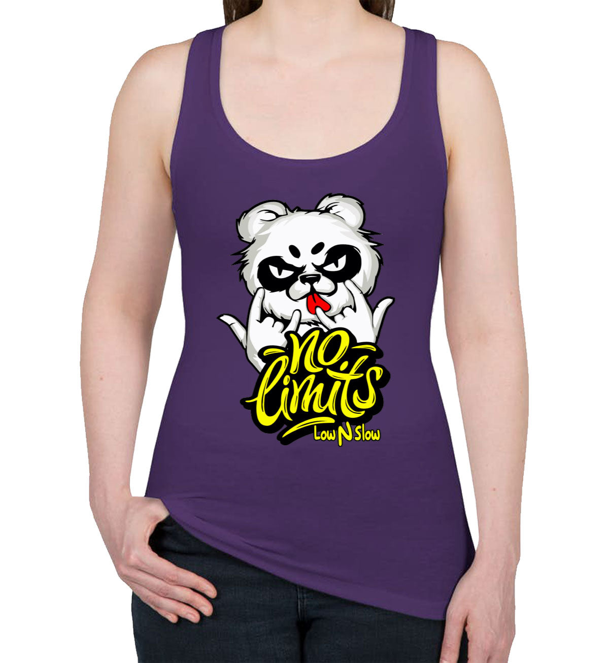 Cool Dude Panda No Limits Women's Racerback Tank Top