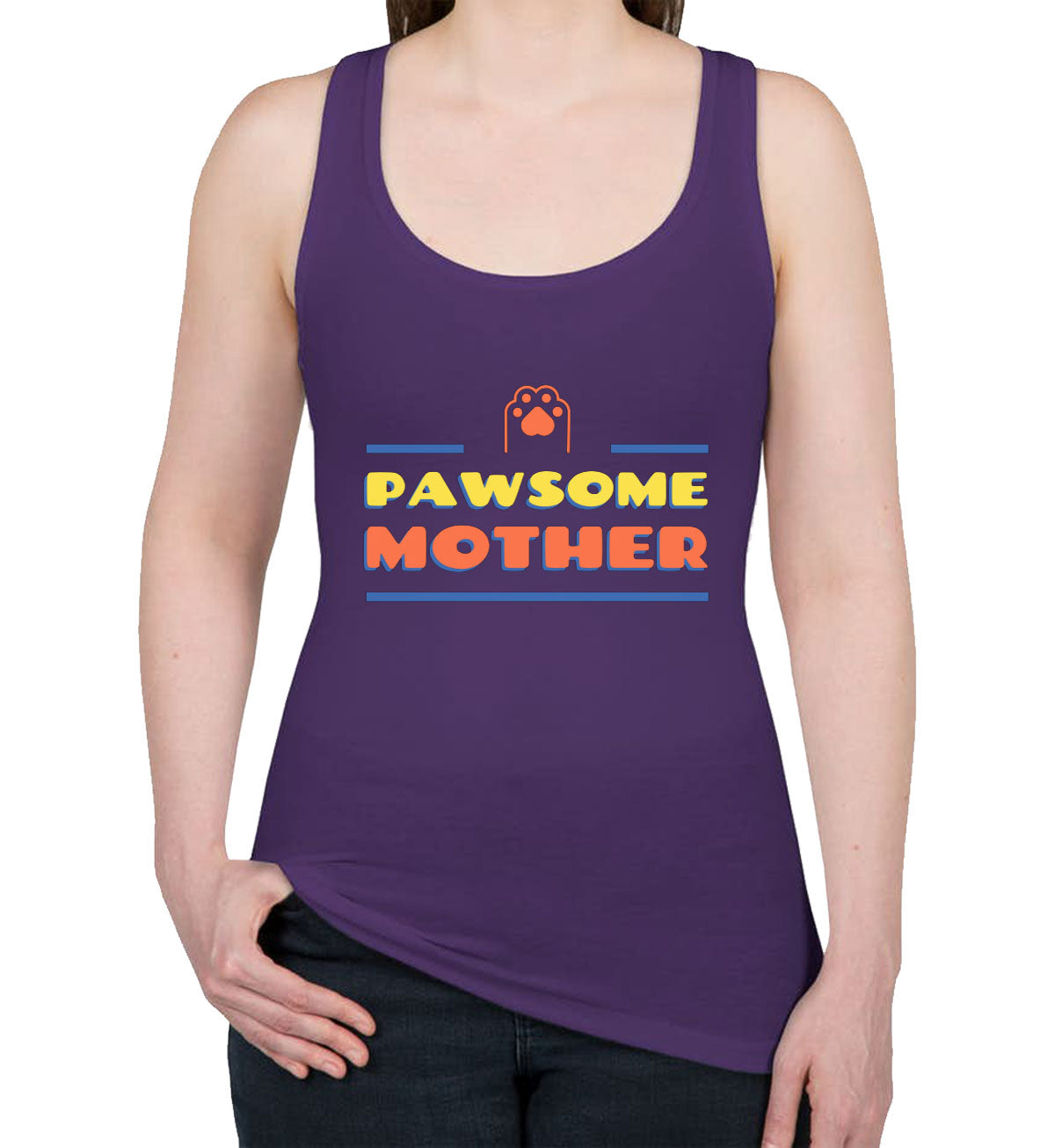 Pawsome Mother Dog Mom Women's Racerback Tank Top