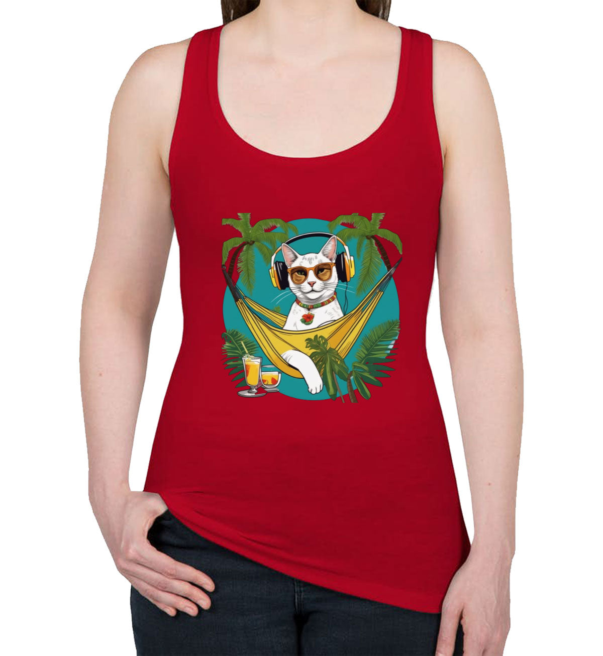 Cat On Vacation Women's Racerback Tank Top