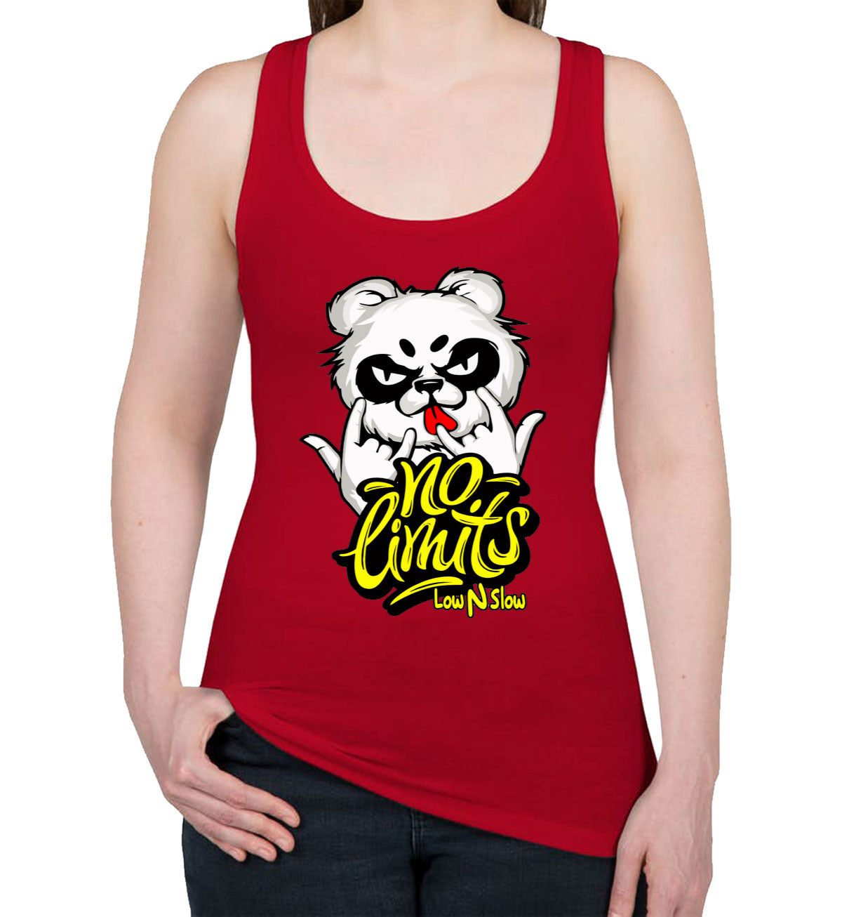 Cool Dude Panda No Limits Women's Racerback Tank Top