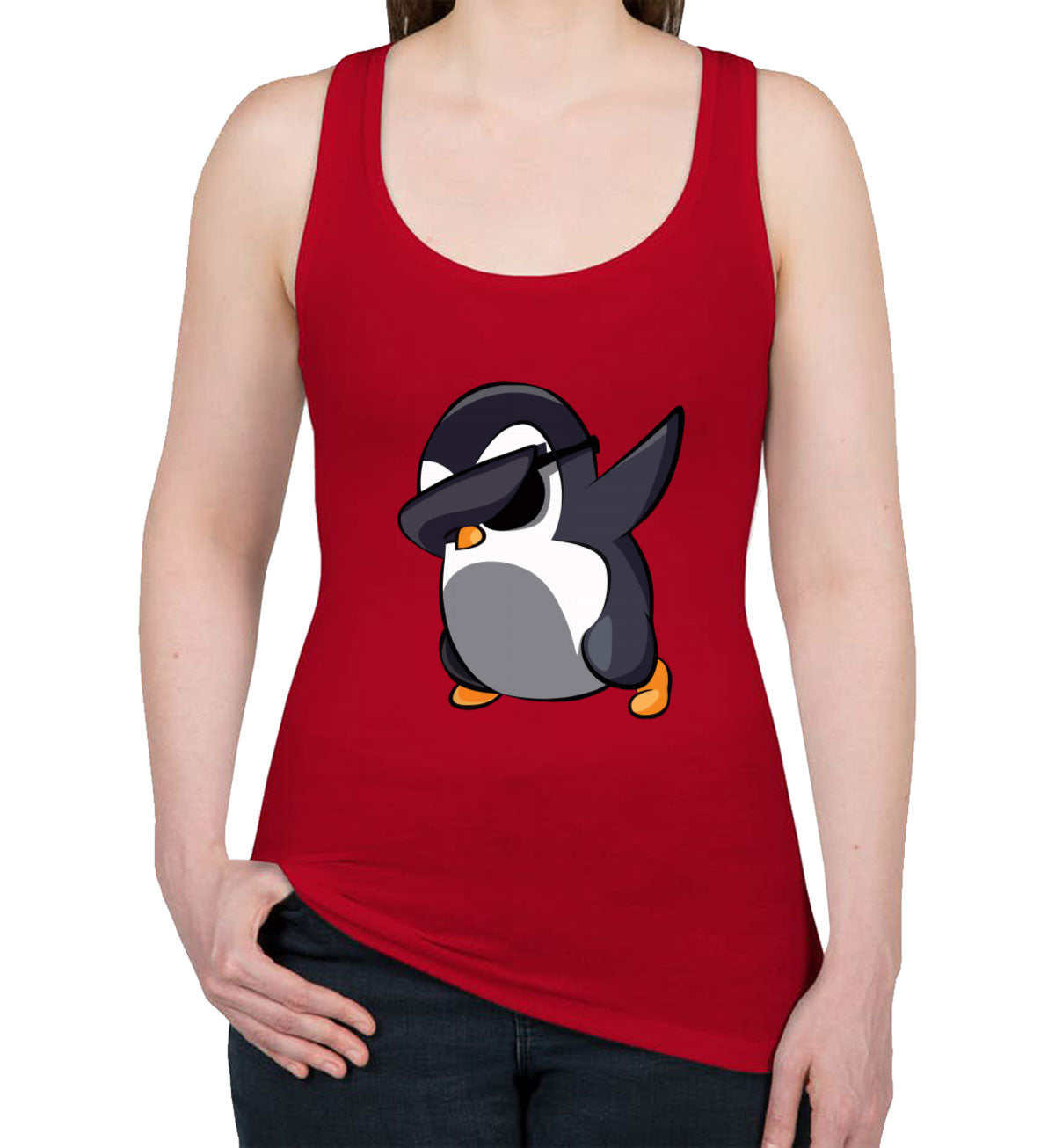 Dabbing Penguin Women's Racerback Tank Top