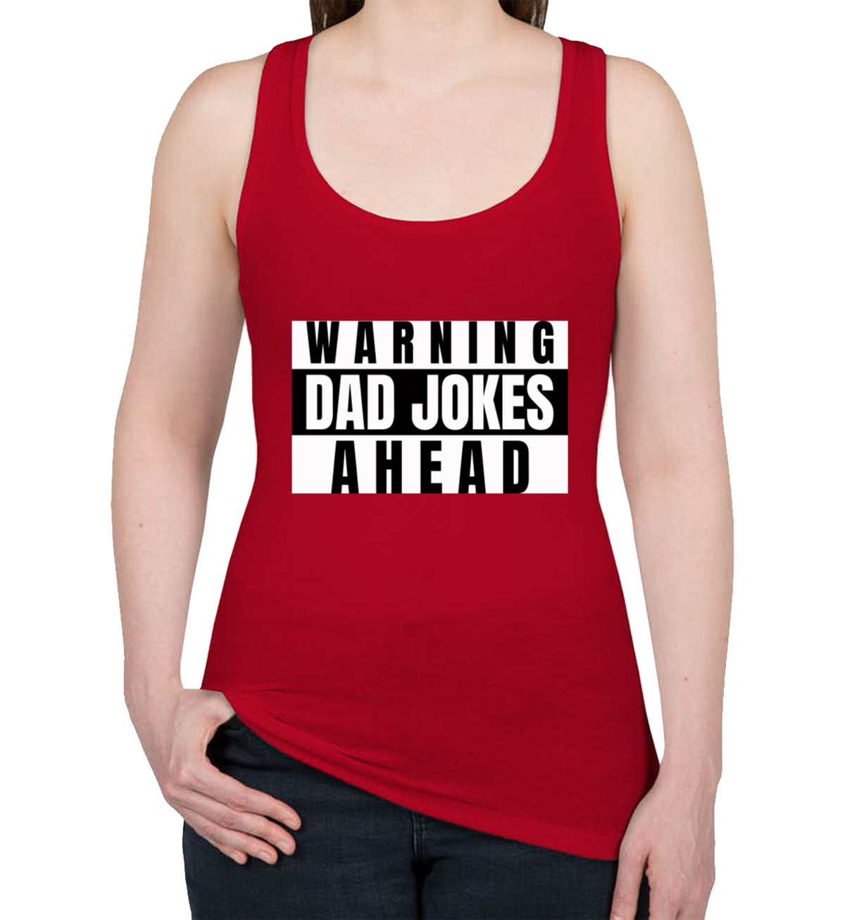 Warning Dad Jokes Ahead Women's Racerback Tank Top