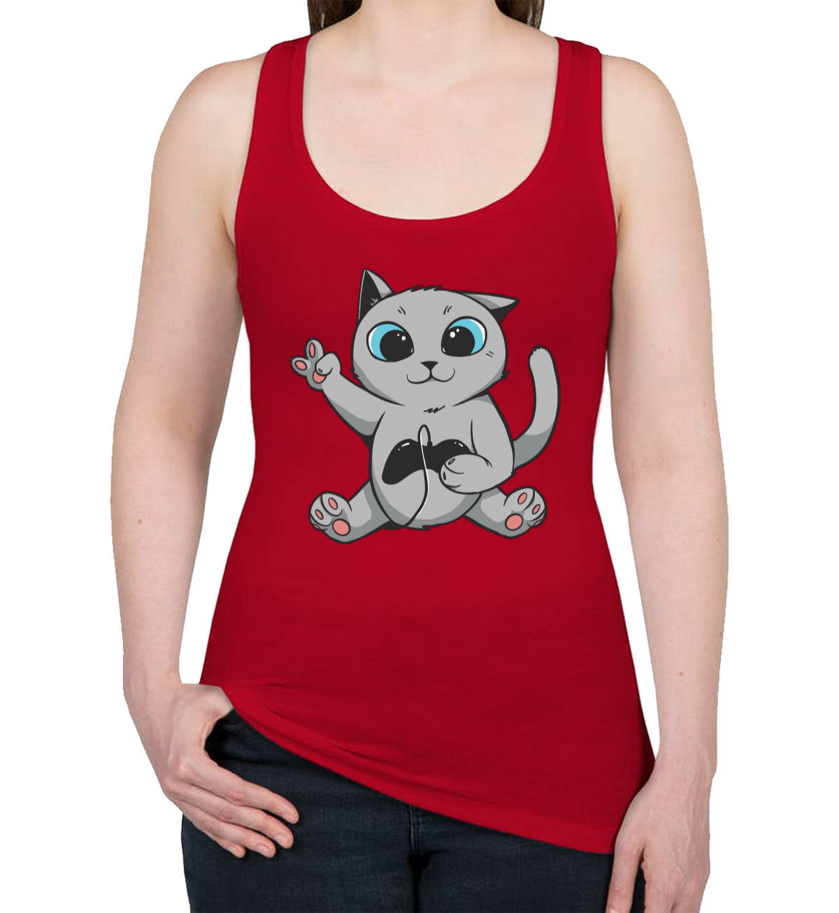 Gamer Cat Women's Racerback Tank Top