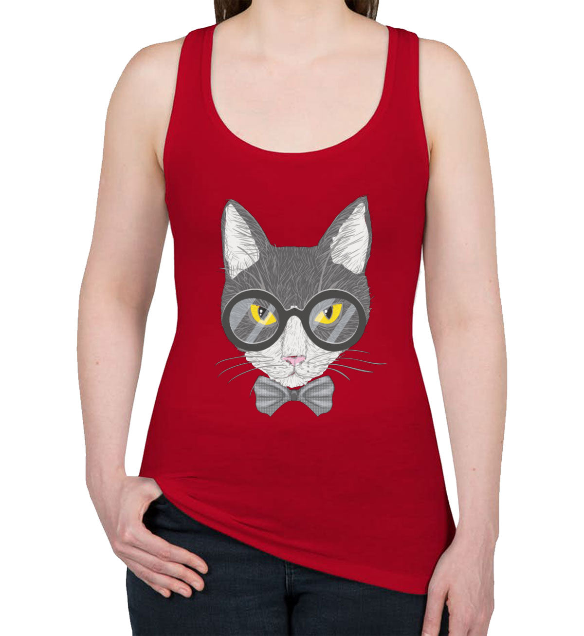 Hipster Cat Women's Racerback Tank Top