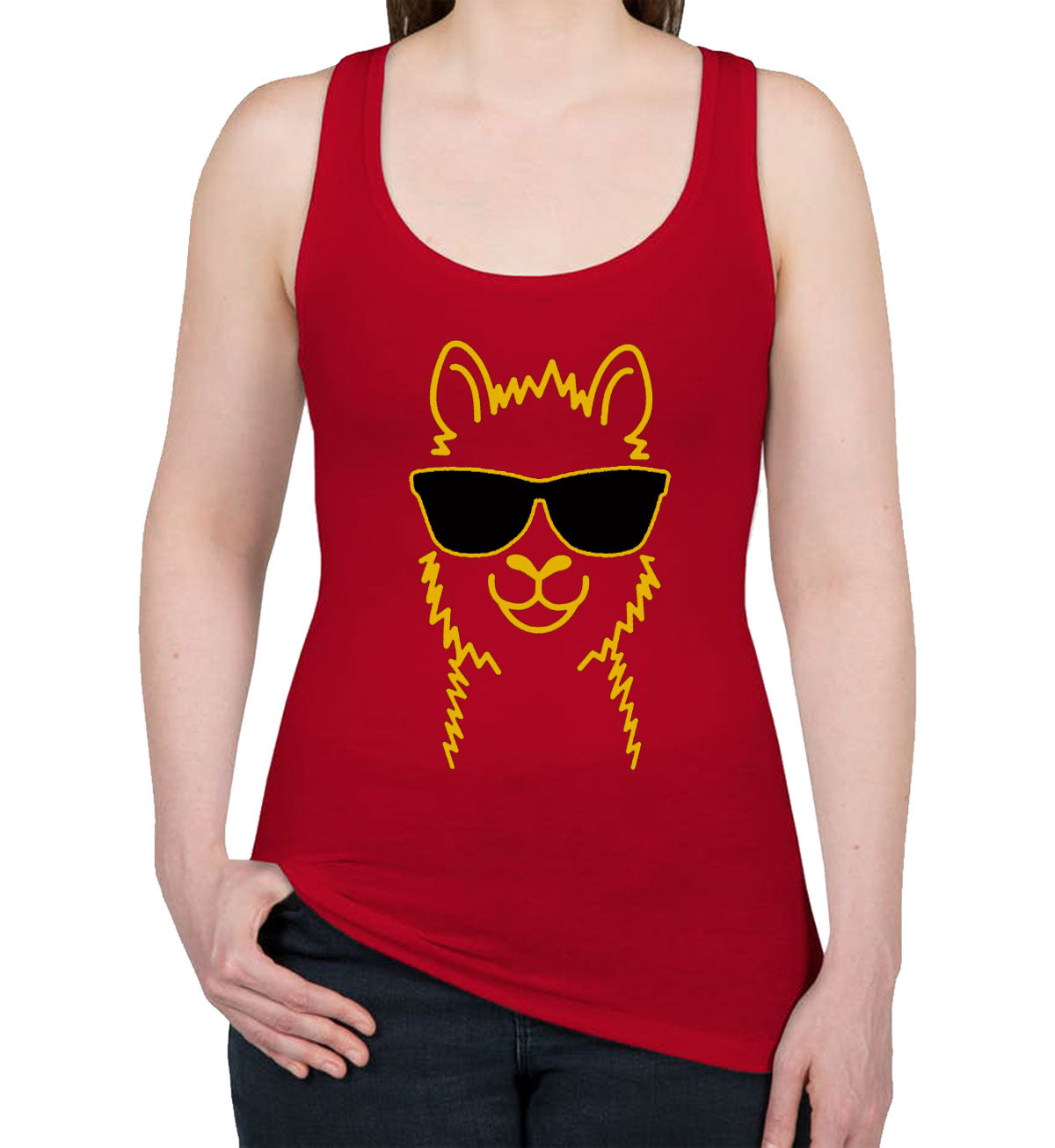 Llama With Sunglasses Women's Racerback Tank Top