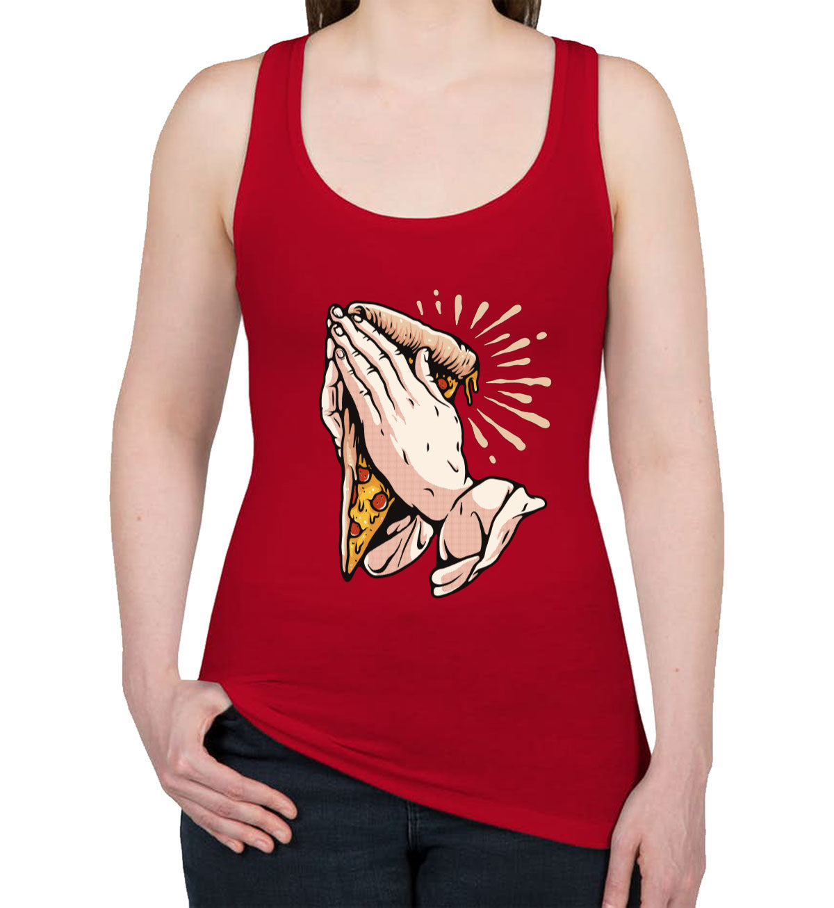 Pray For Pizza Women's Racerback Tank Top