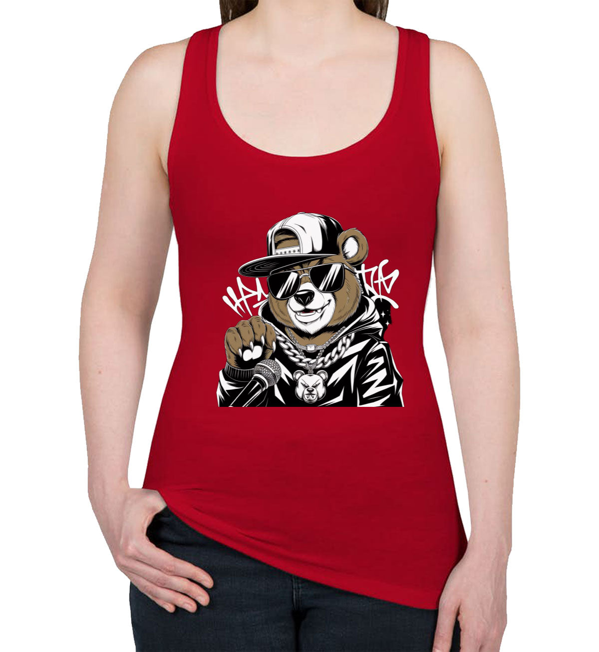 Rapper Bear Women's Racerback Tank Top