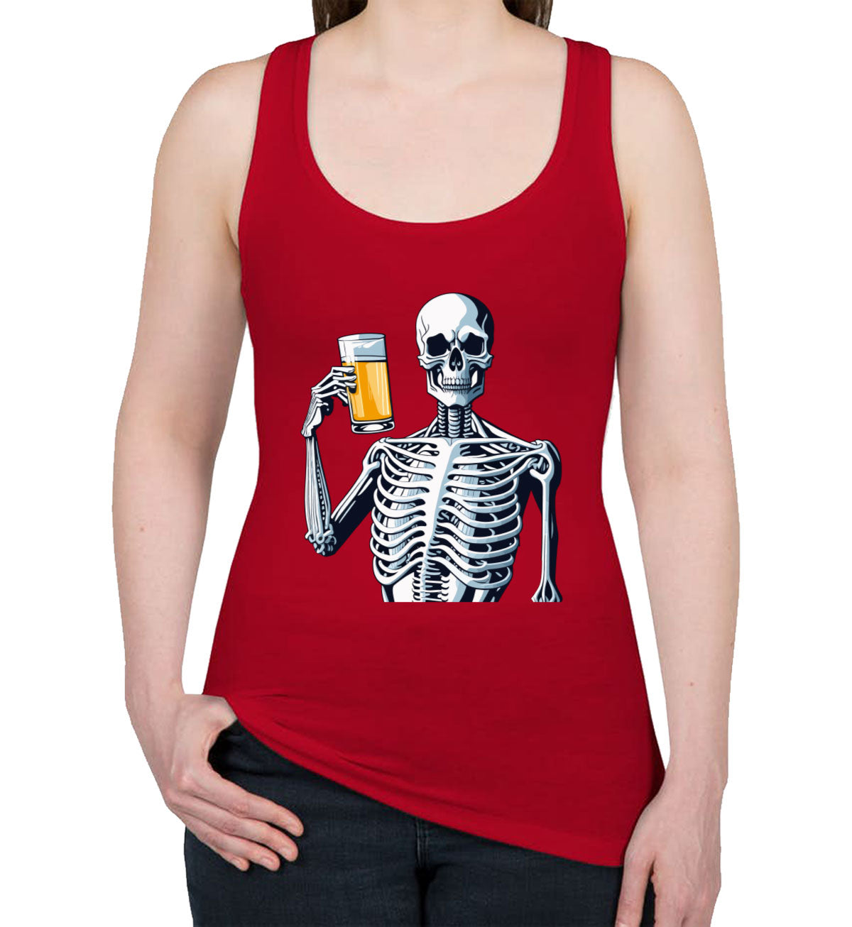 Skeleton Beer Women's Racerback Tank Top