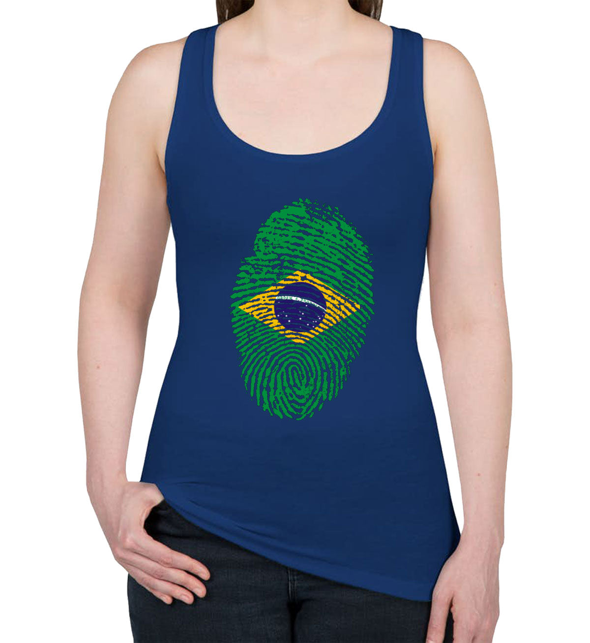 Brazil Fingerprint Women's Racerback Tank Top