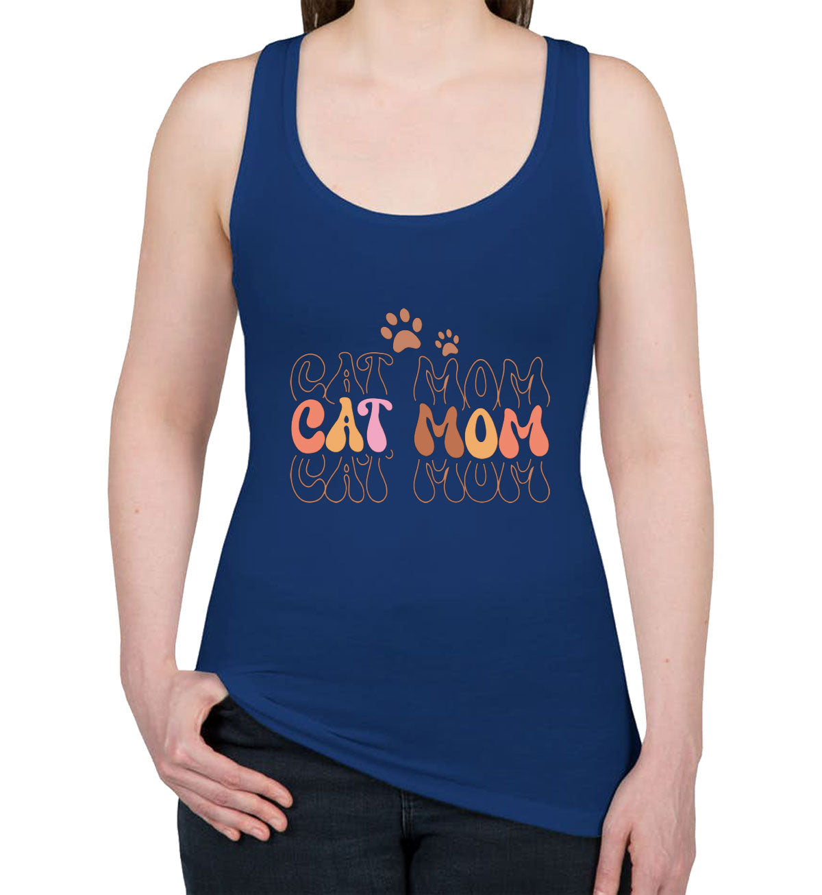 Cat Mom Text Women's Racerback Tank Top