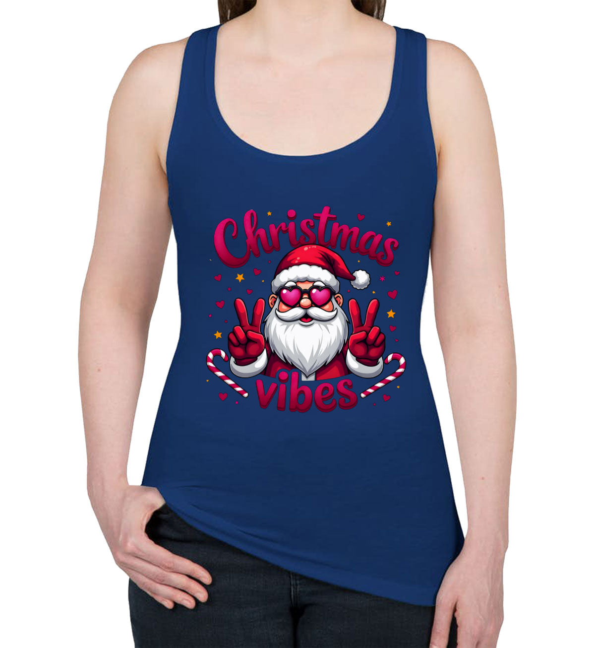 Santa Christmas Vibes Women's Racerback Tank Top