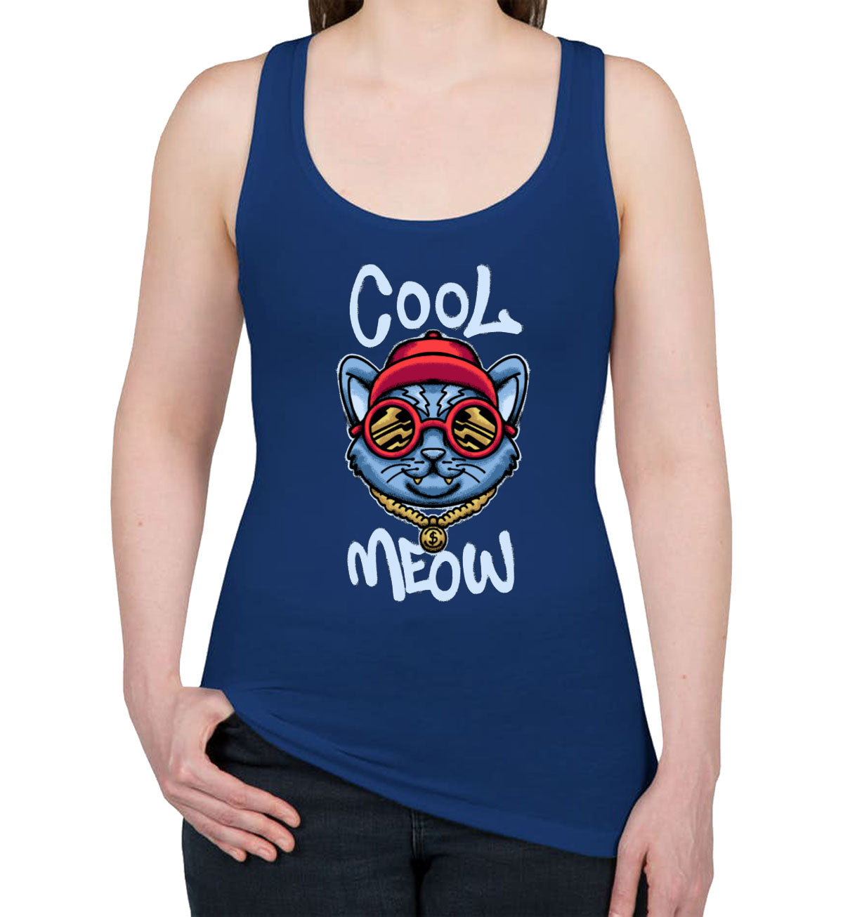 Cool Meow Cat Women's Racerback Tank Top