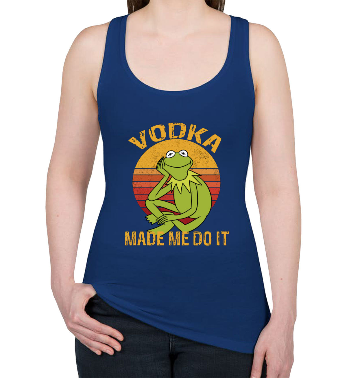 Vodka Made Me Do It Frog Meme Women's Racerback Tank Top