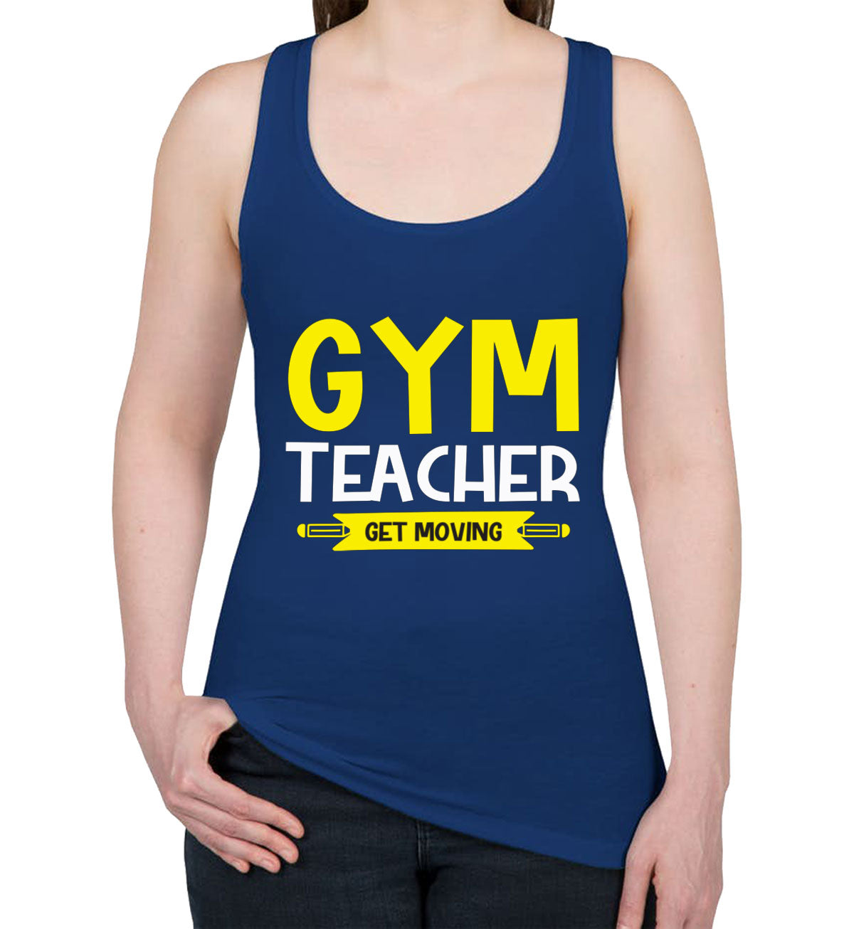 Gym Teacher Get Moving Women's Racerback Tank Top