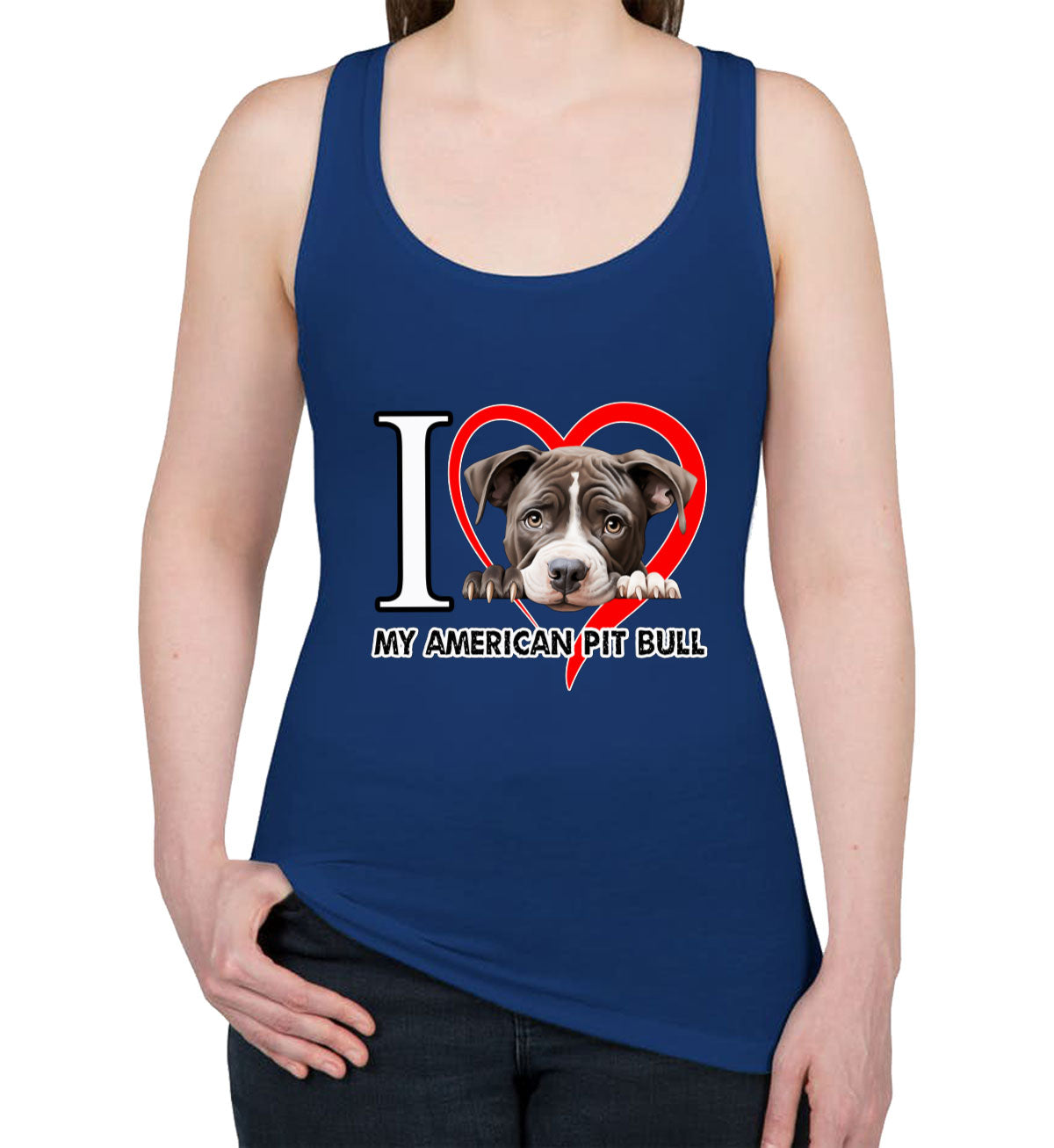 I Love My American Pitpull Dog Women's Racerback Tank Top