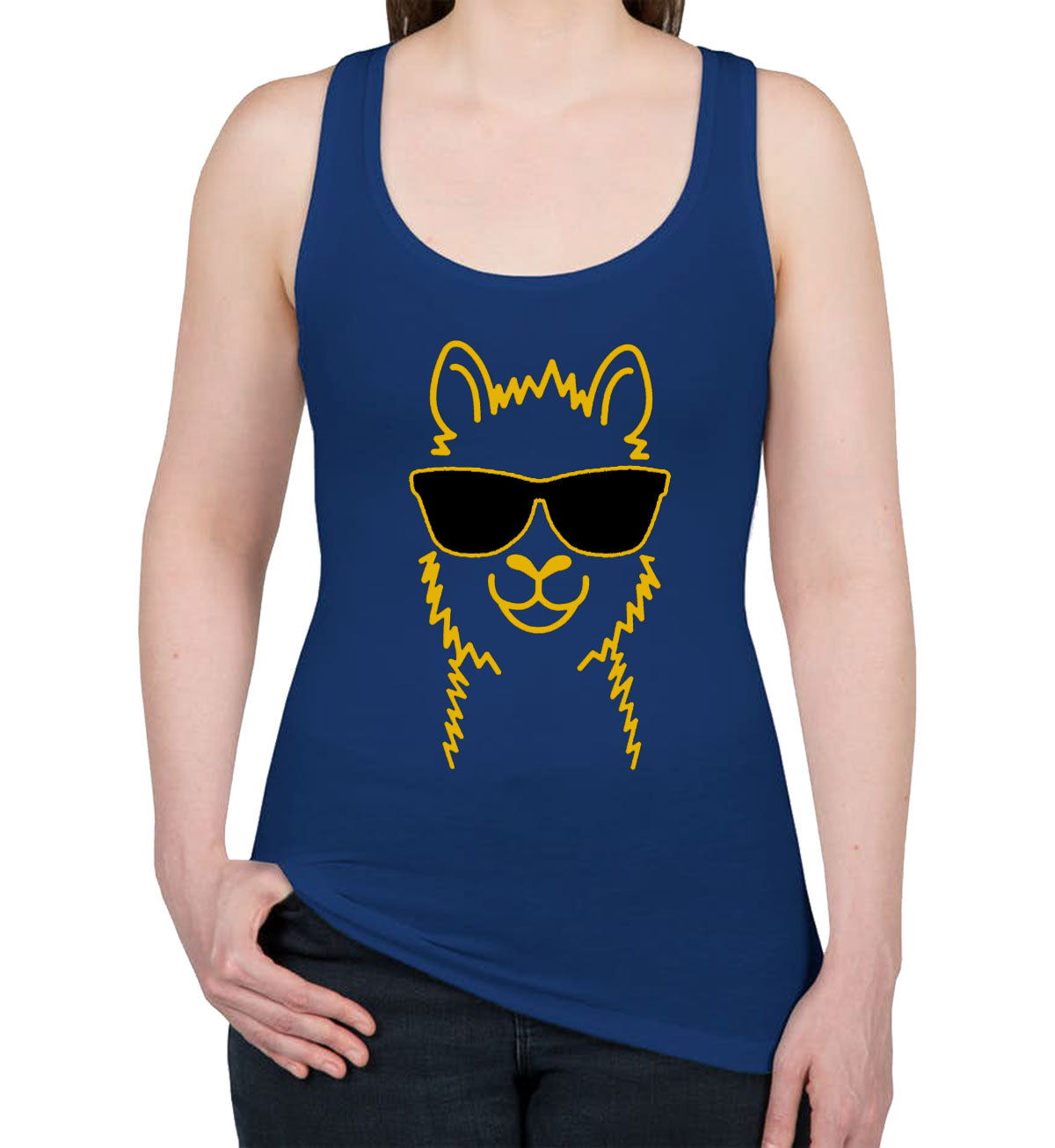 Llama With Sunglasses Women's Racerback Tank Top