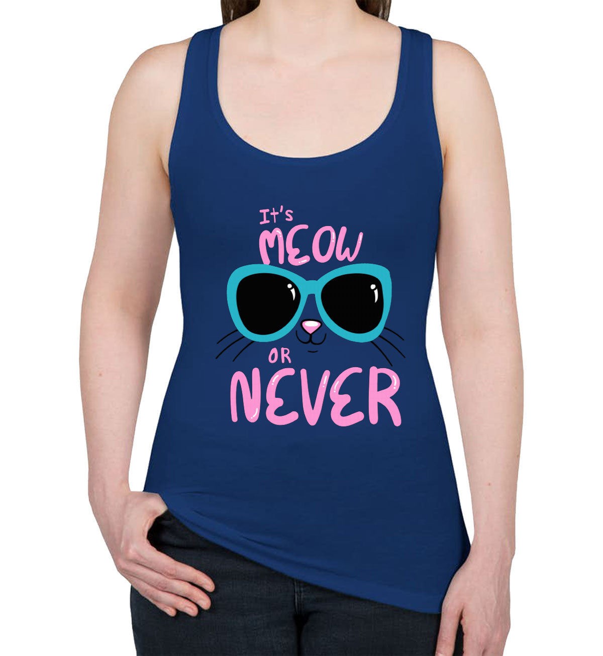 It's Meow Or Never Cat Women's Racerback Tank Top