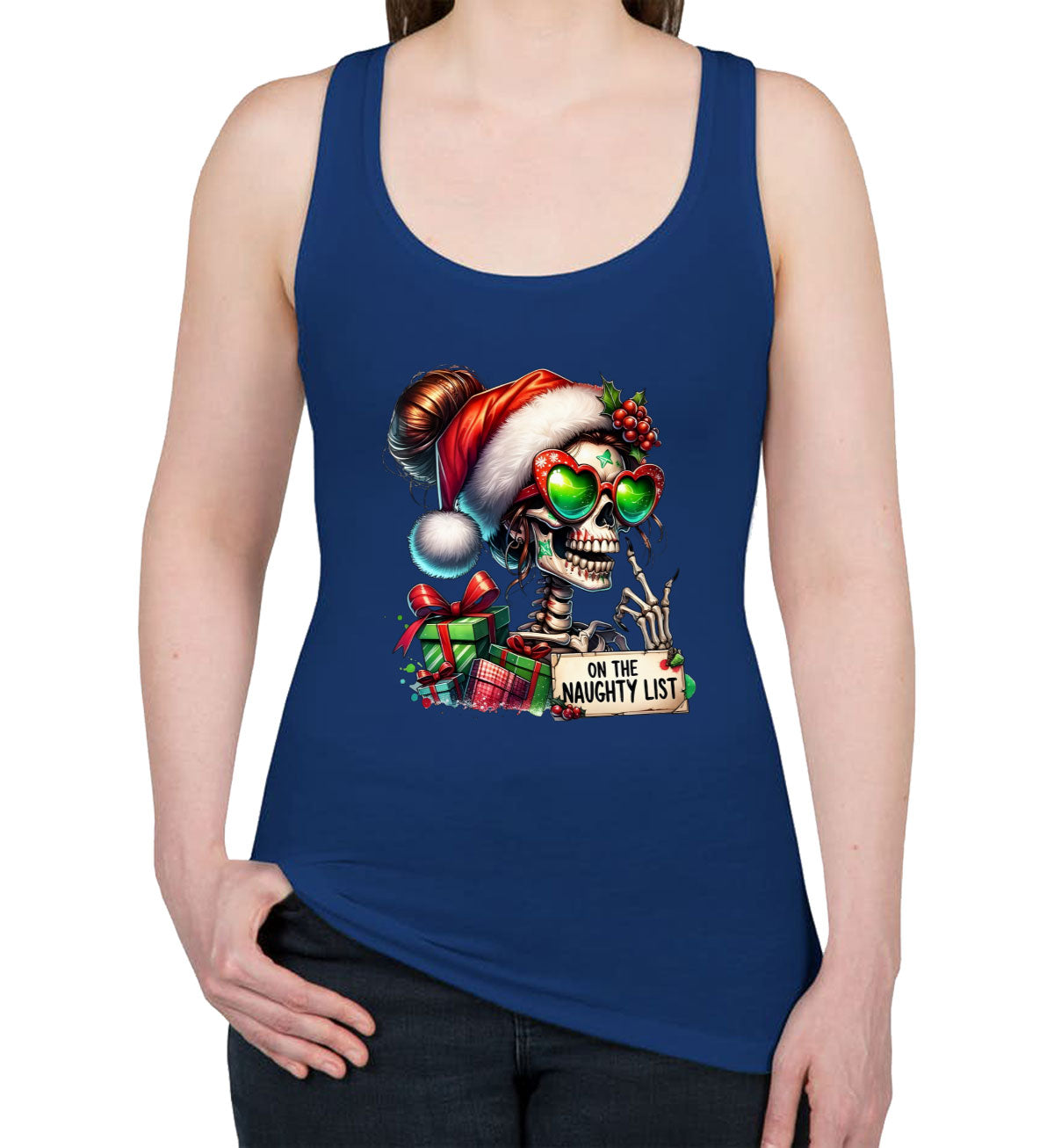 On The Naughty List Christmas Women's Racerback Tank Top