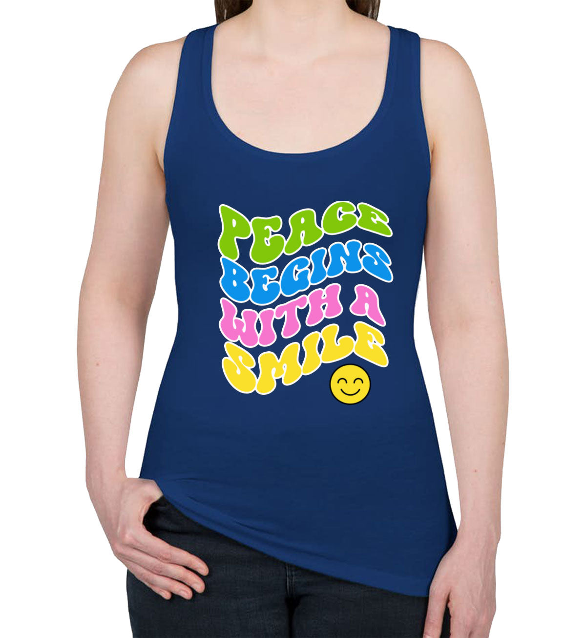 Peace Begins With A Smile Women's Racerback Tank Top