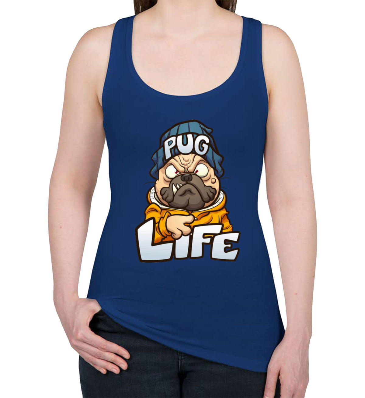 Pug Life Pug Dog Cartoon Women's Racerback Tank Top