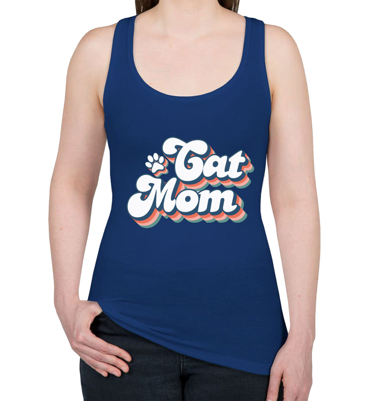 Retro Cat Mom Women's Racerback Tank Top