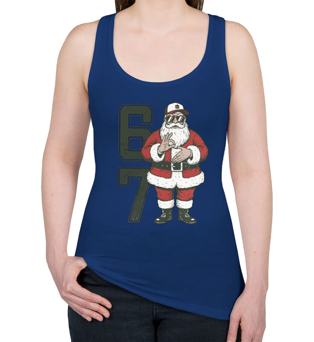 67 Sixty Seven Christmas Santa Women's Racerback Tank Top