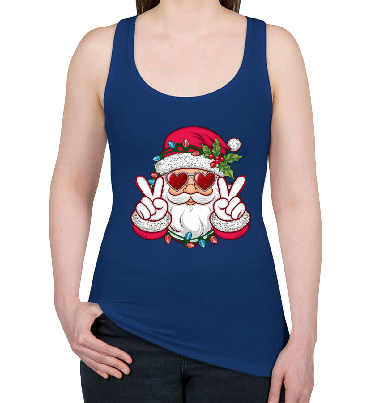 Cool Santa Claus Christmas Women's Racerback Tank Top