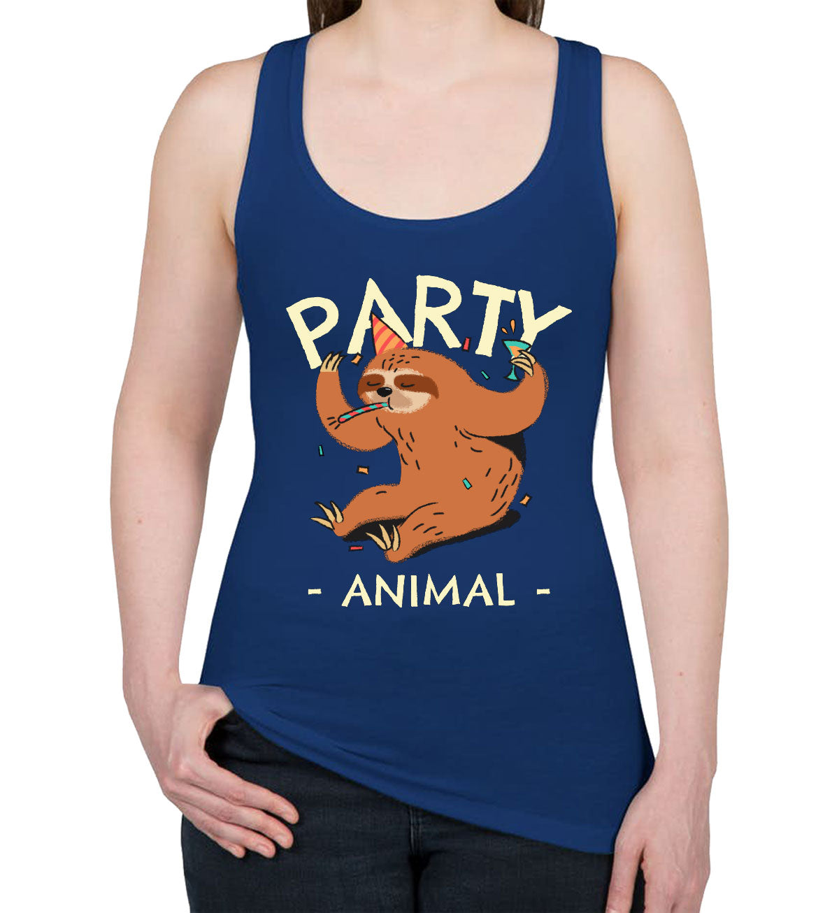 Party Animal Sloth Women's Racerback Tank Top