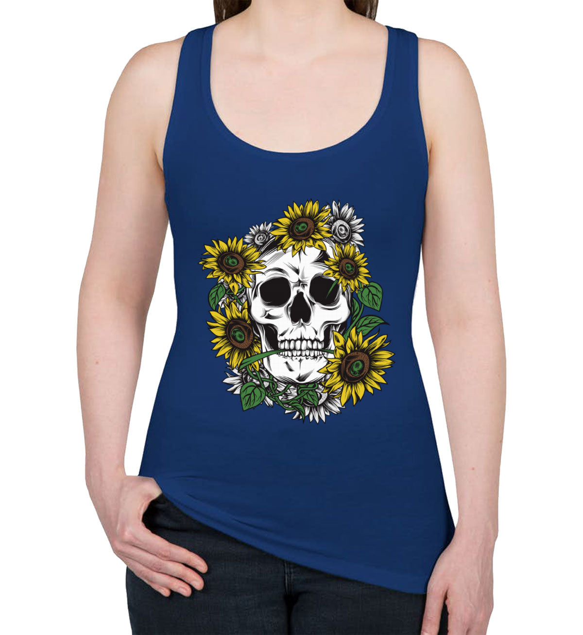 Sunflower Skull Women's Racerback Tank Top