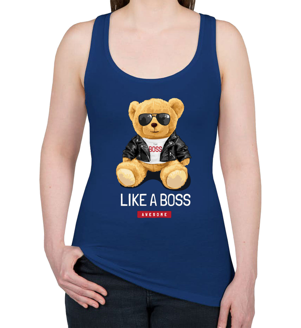 Teddy Bear Like A Boss Women's Racerback Tank Top