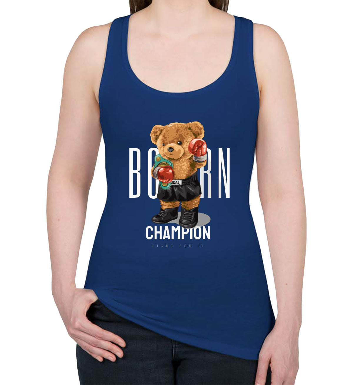 Teddy Bear Champion Boxer Women's Racerback Tank Top