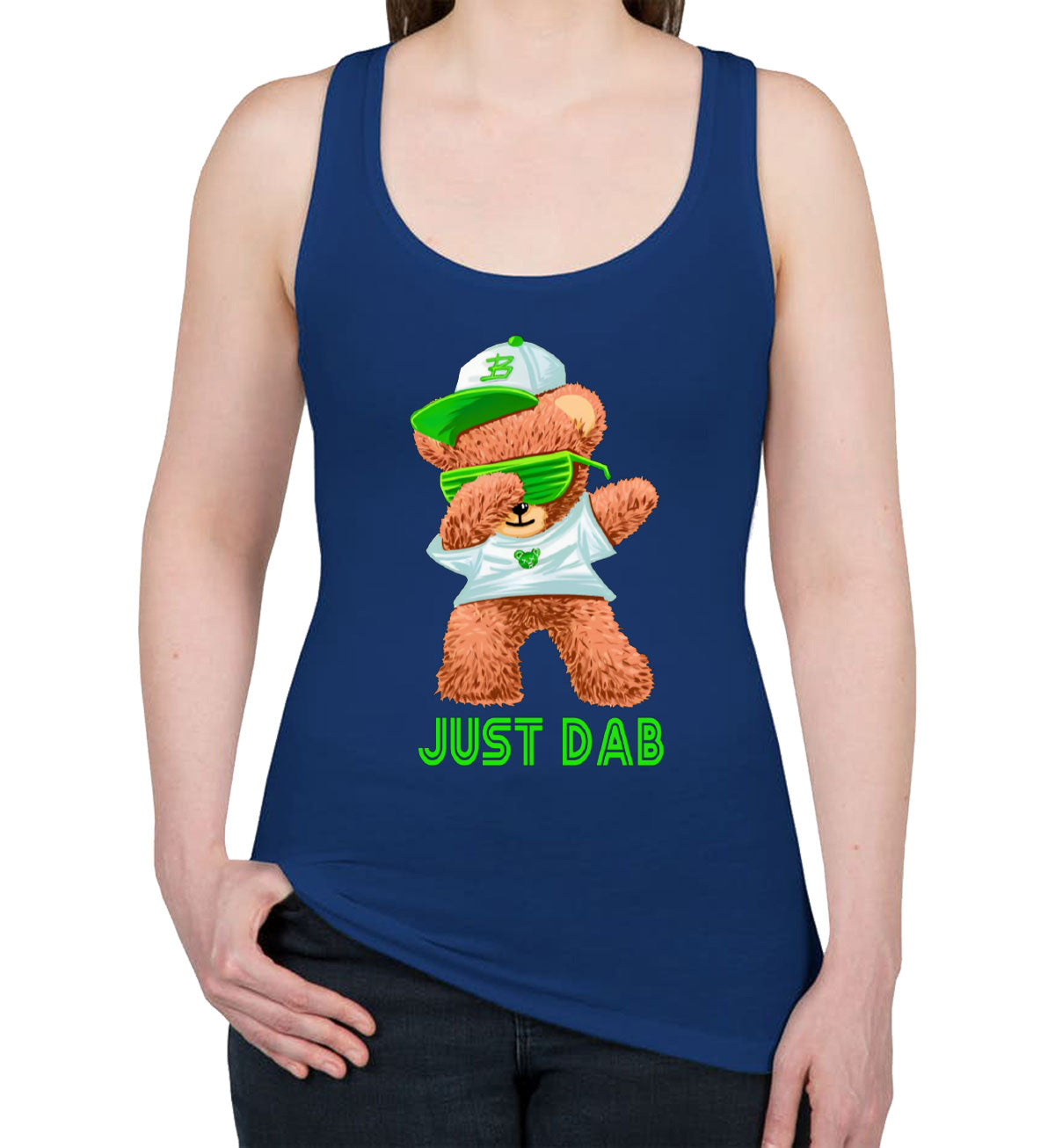 Dabbing Teddy Bear Just Dab Women's Racerback Tank Top