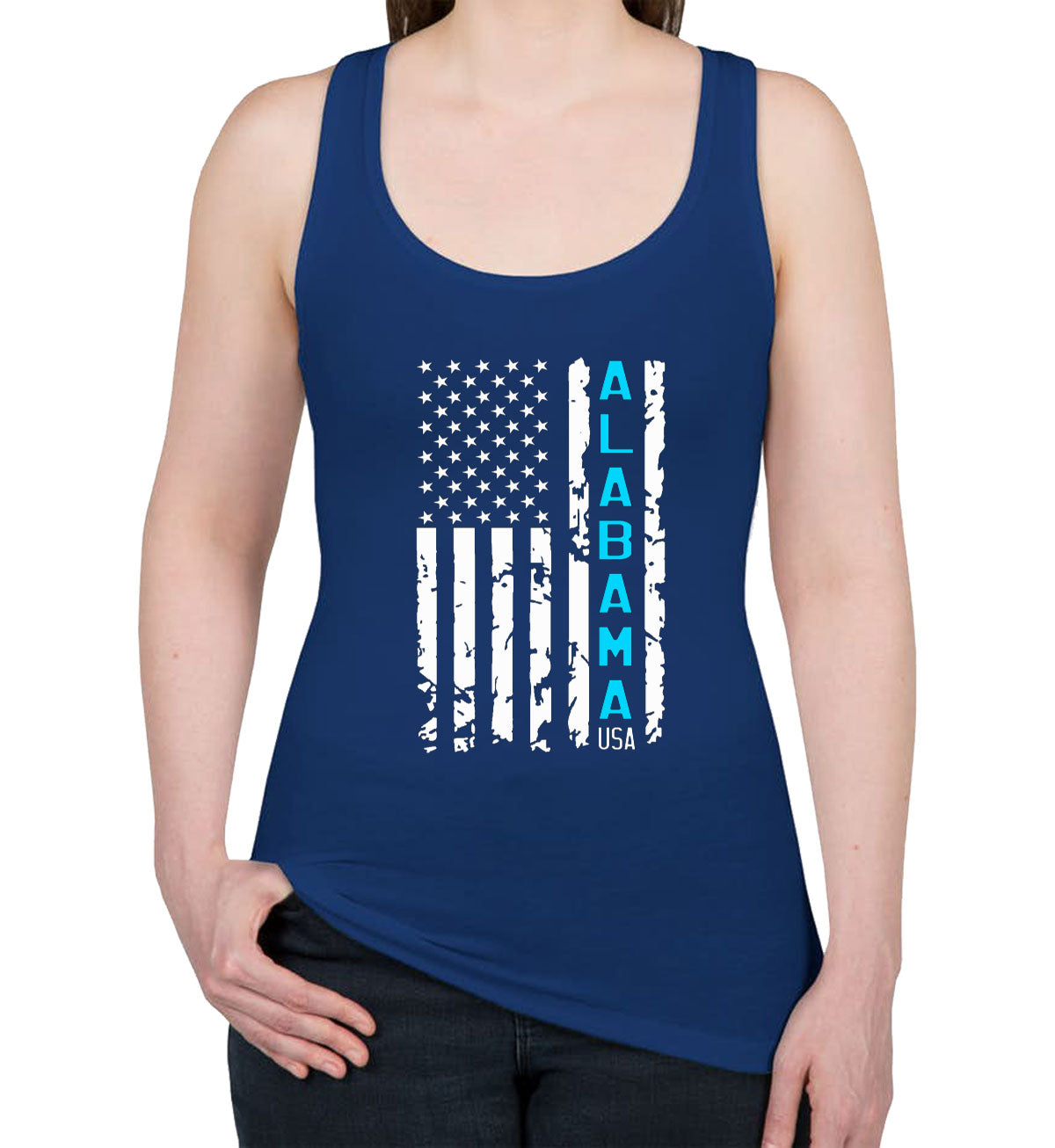 Alabama American Flag Women's Racerback Tank Top