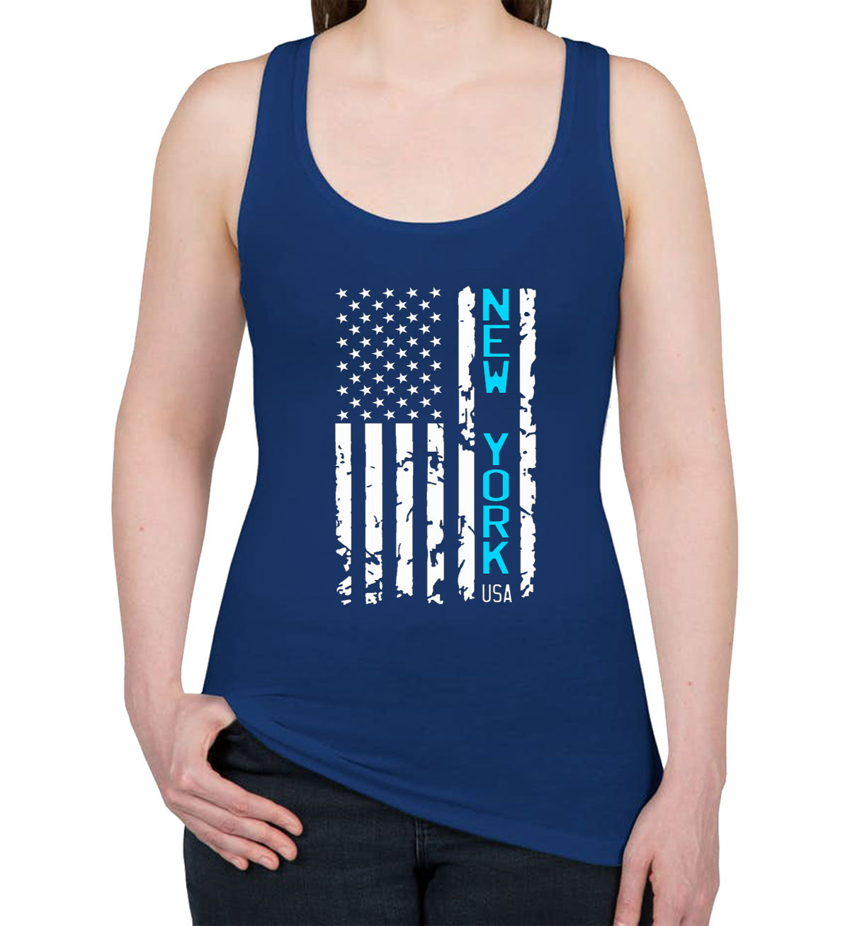 New York American Flag Women's Racerback Tank Top