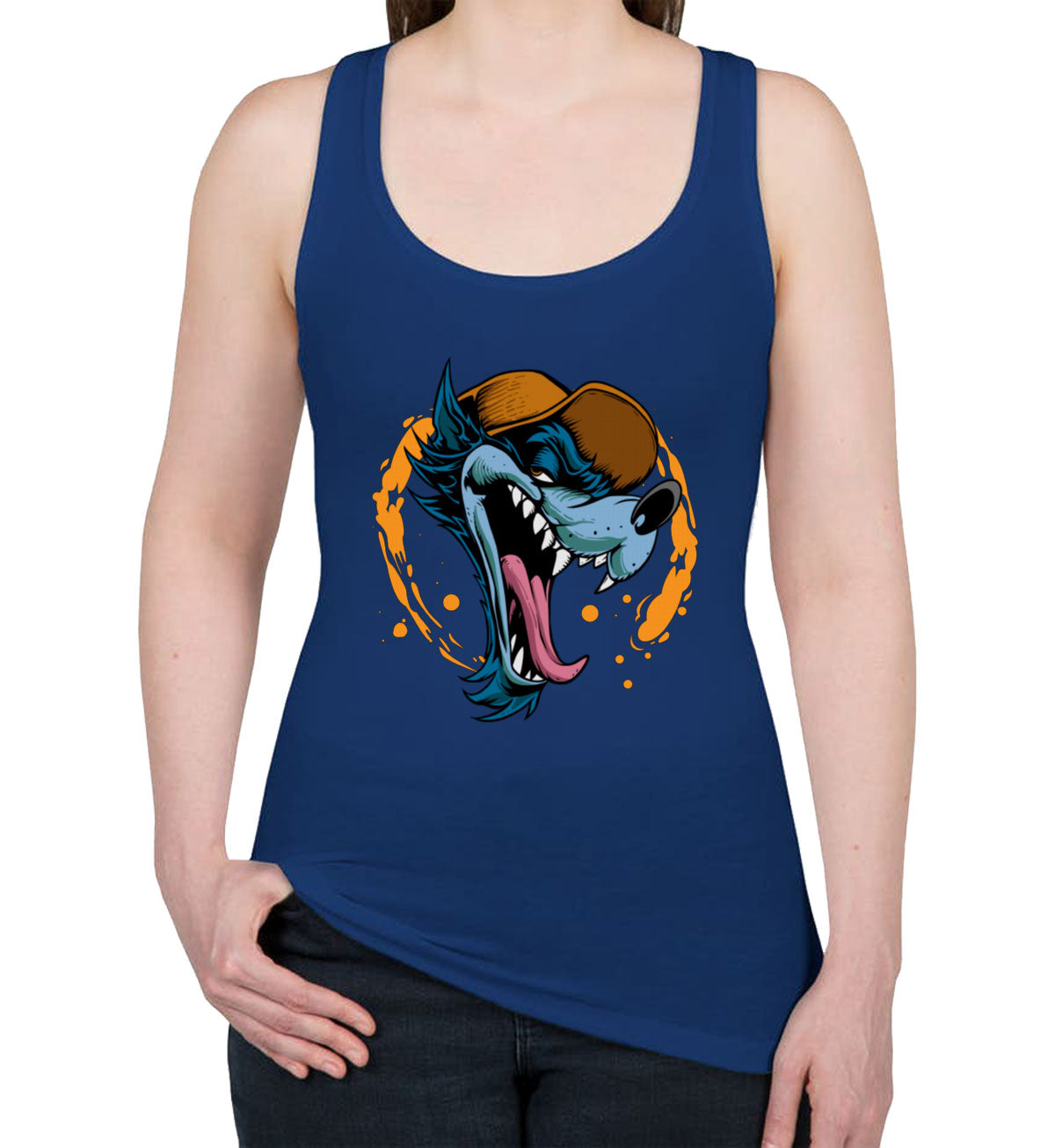 Wolf Head Cartoon Women's Racerback Tank Top