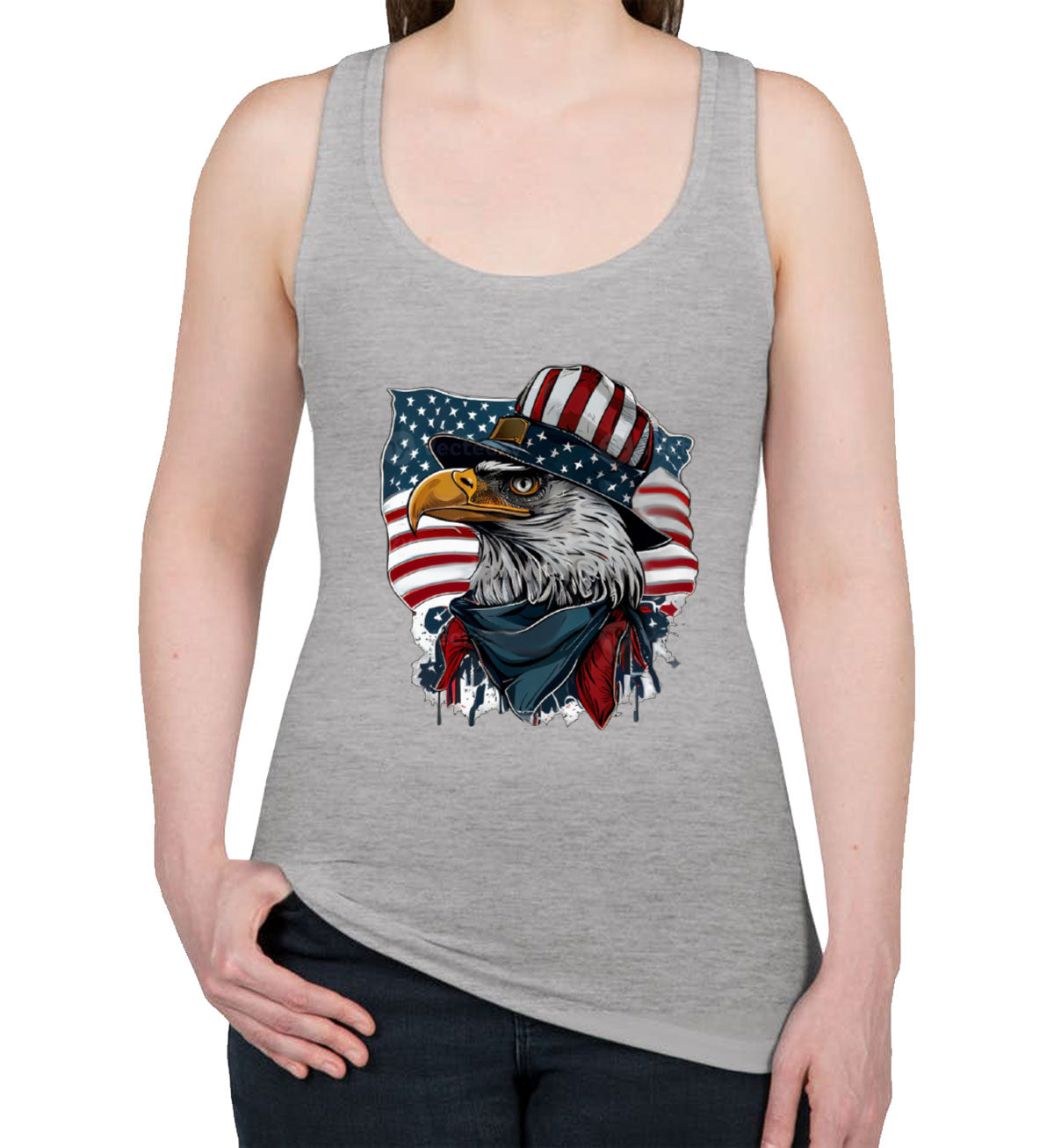 American Eagle Flag Patriotic Women's Racerback Tank Top