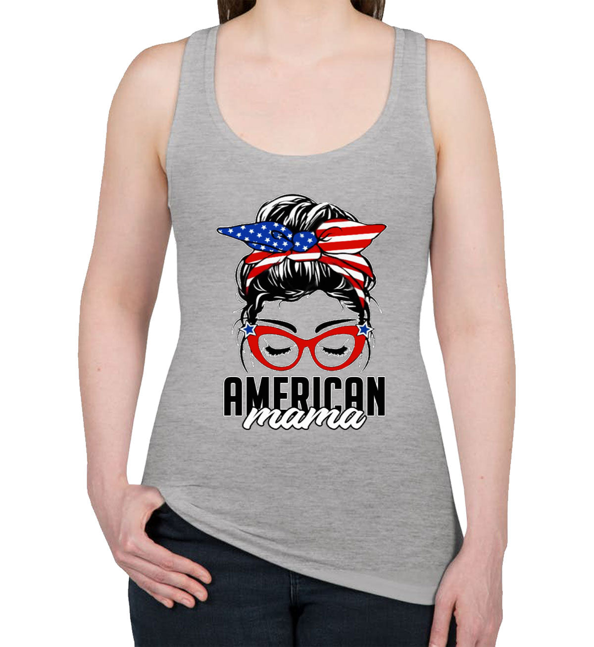 American Mama Patriotic Women's Racerback Tank Top