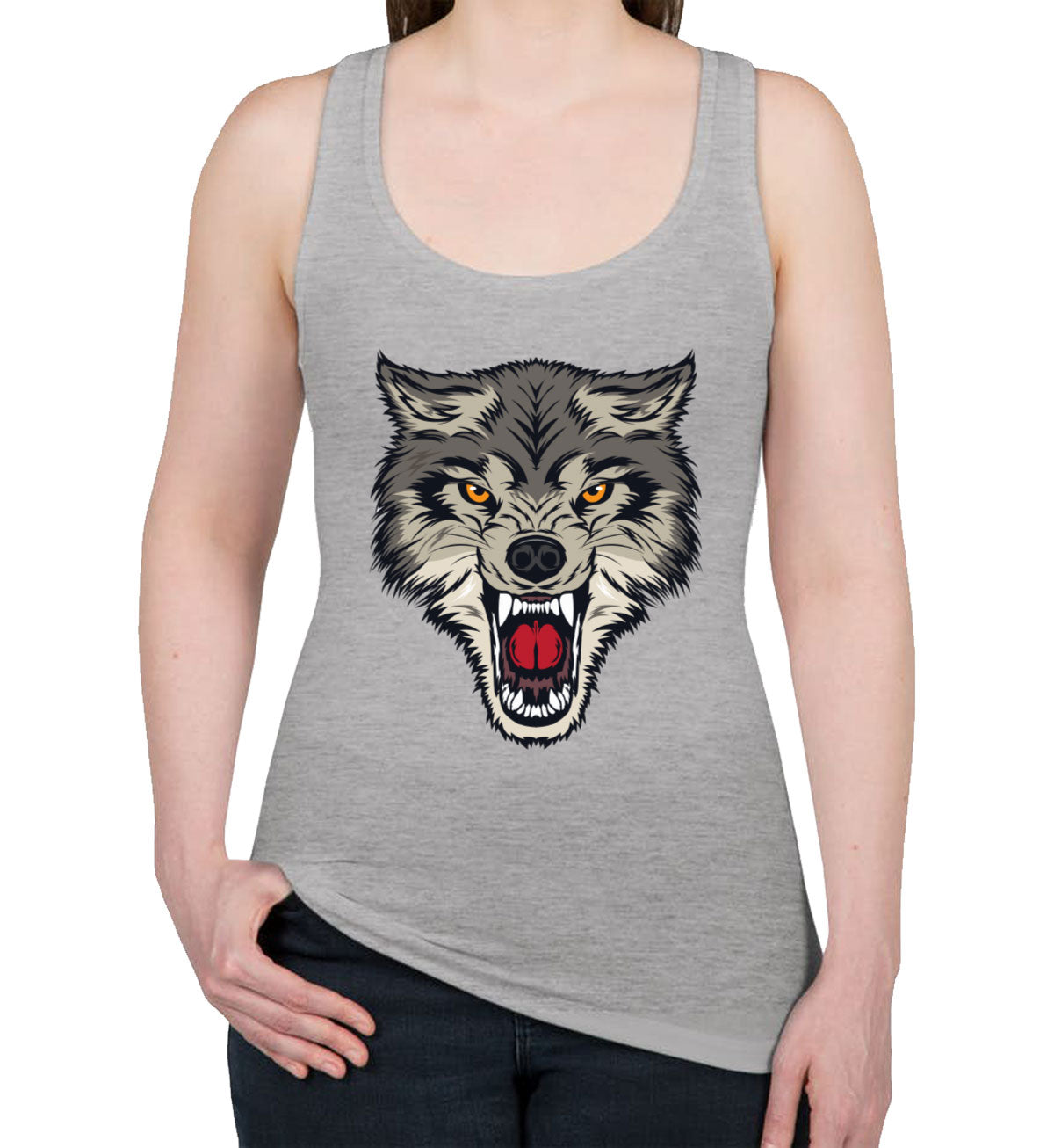 Angry Wolf Women's Racerback Tank Top