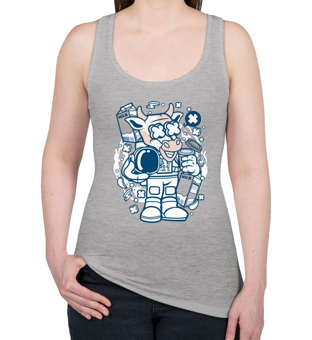 Astronaut Cow Women's Racerback Tank Top