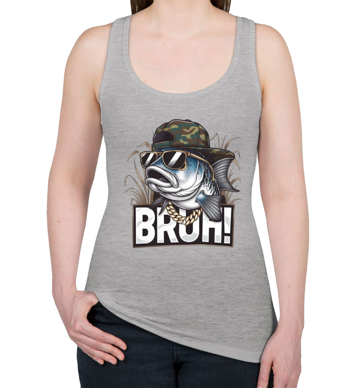 Funny Bass Fishing Women's Racerback Tank Top