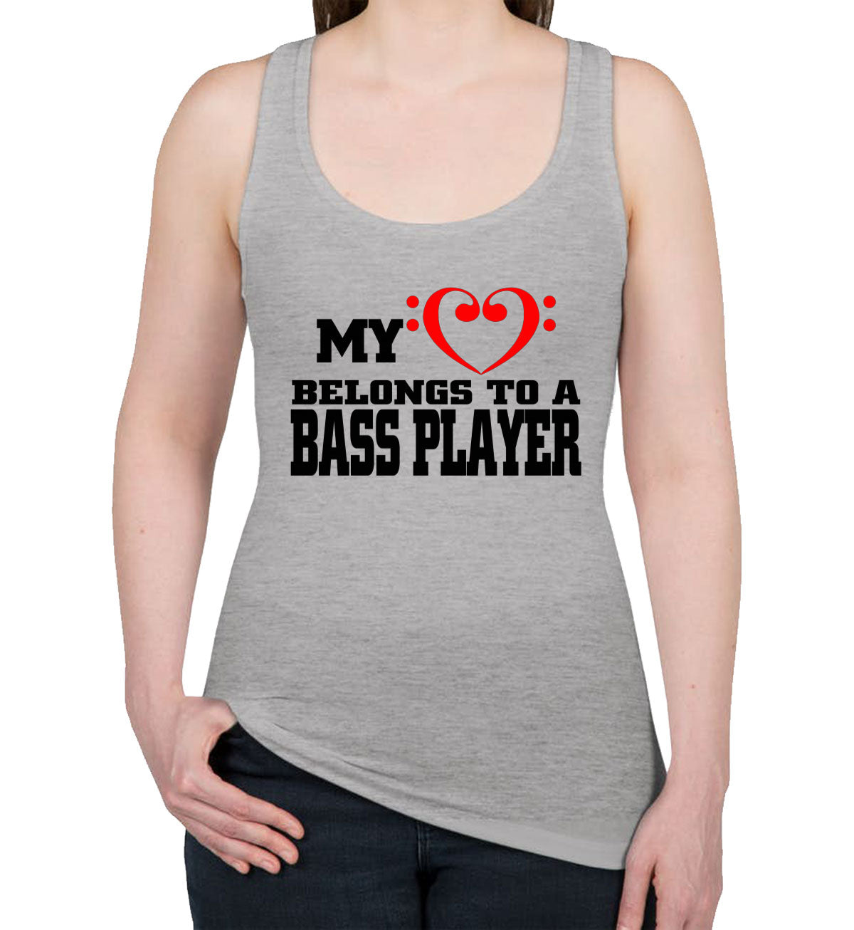 My Heart Belongs To A Bass Player Women's Racerback Tank Top