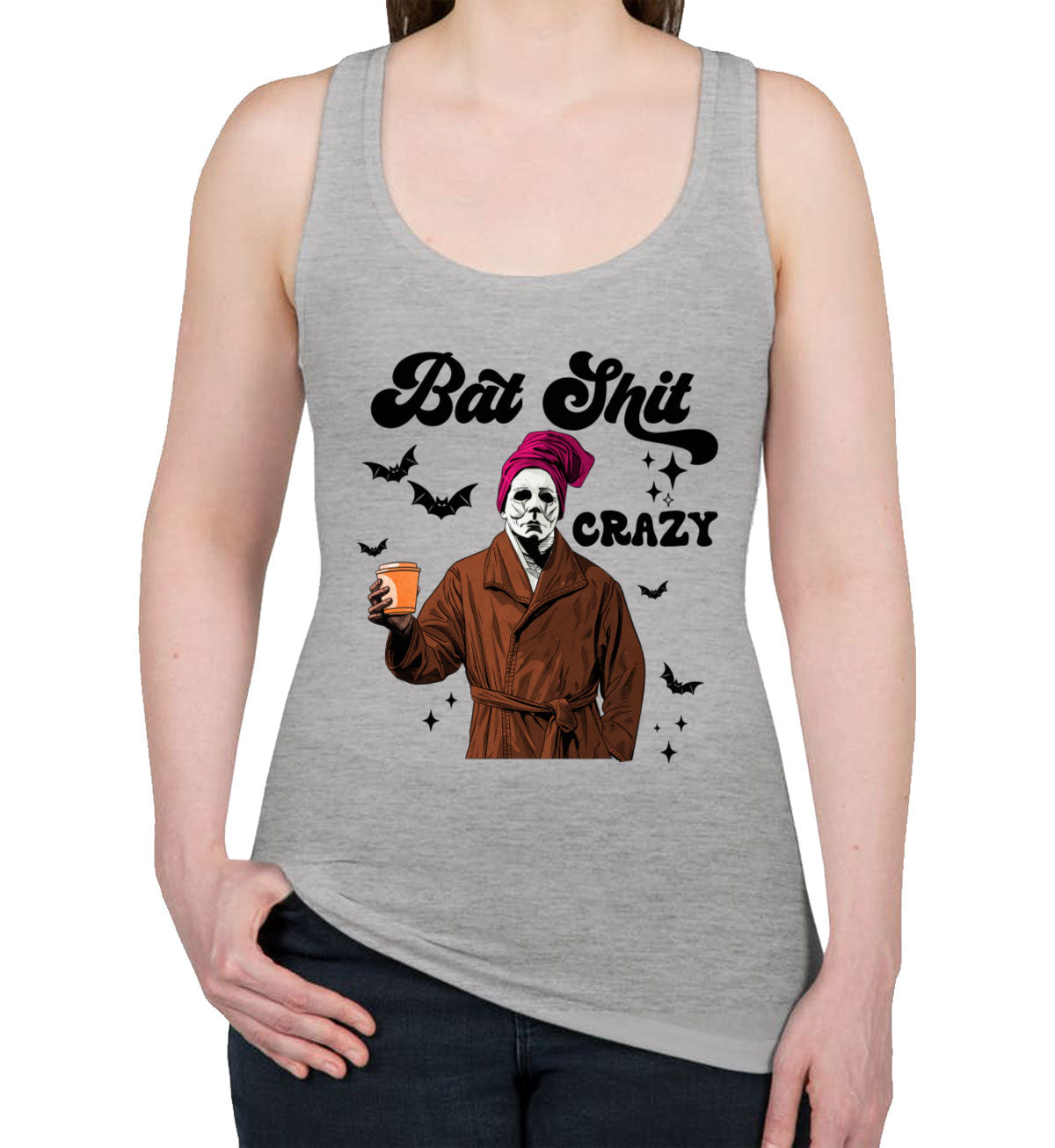 Bat Shit Crazy Myers Halloween Women's Racerback Tank Top