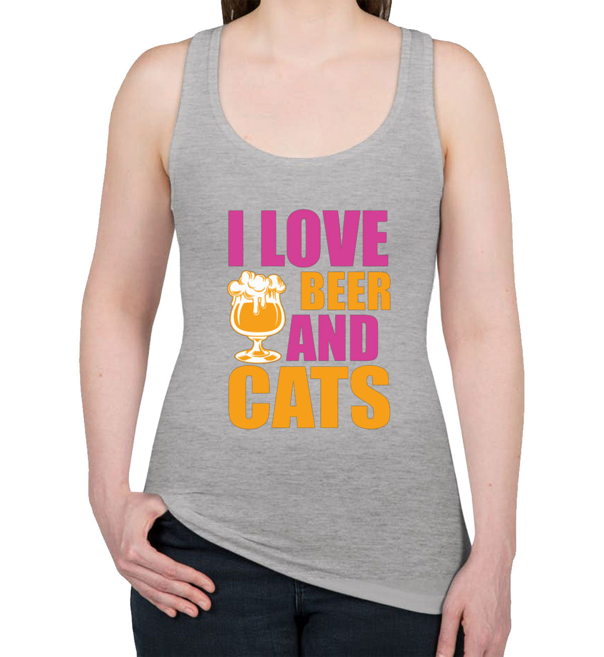 I Love Beer And Cats Women's Racerback Tank Top