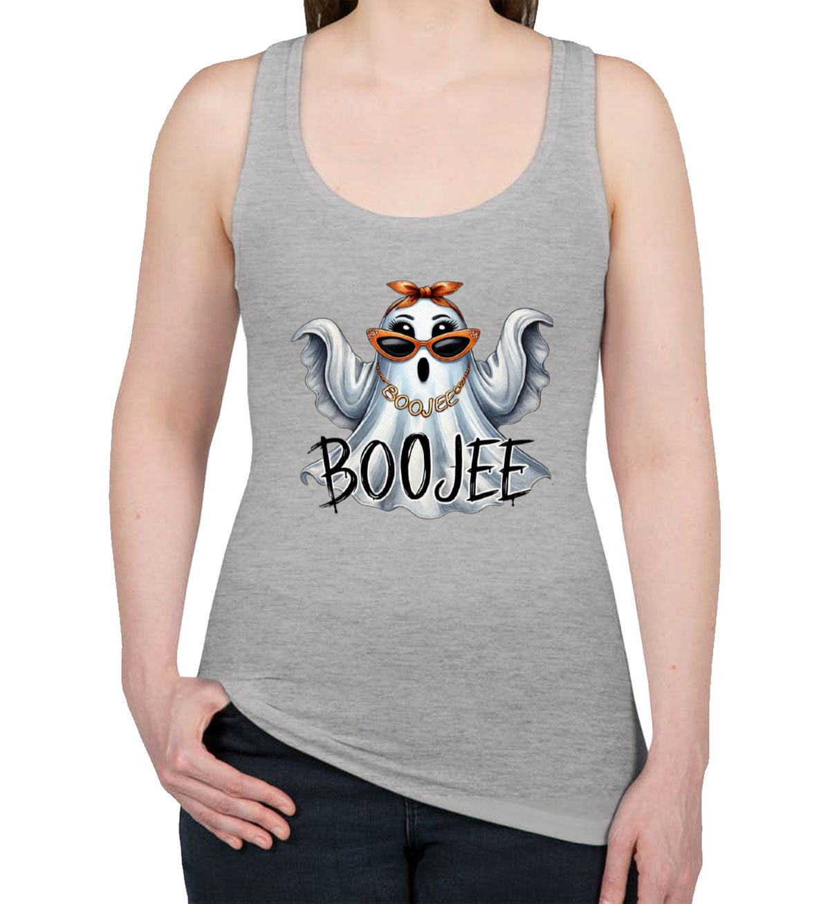 Boo Jee Cute Ghost Halloween Women's Racerback Tank Top