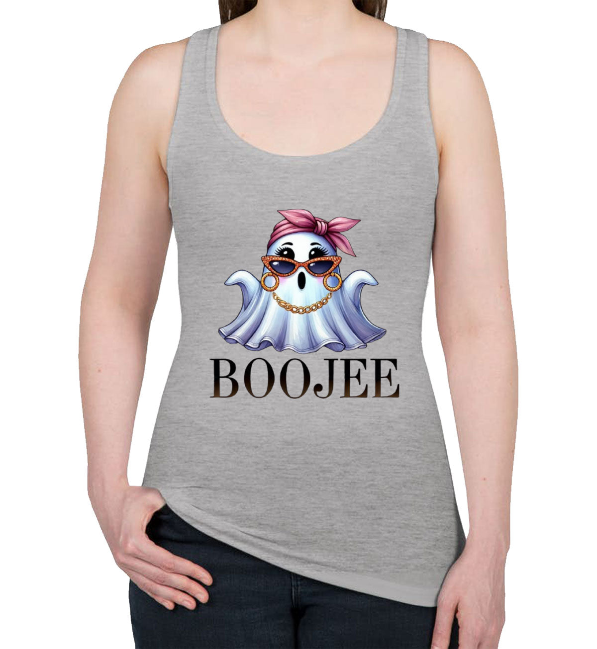 Boo Jee Cute Ghost Halloween Women's Racerback Tank Top