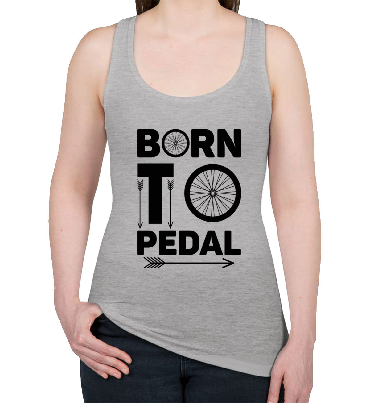 Born To Pedal Bicycle Cycling Women's Racerback Tank Top