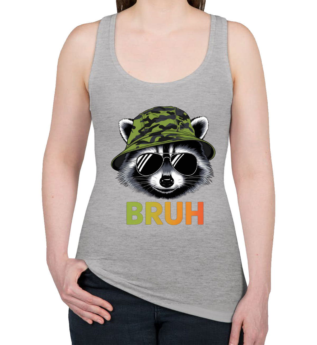 Cute Raccoon Bruh Women's Racerback Tank Top