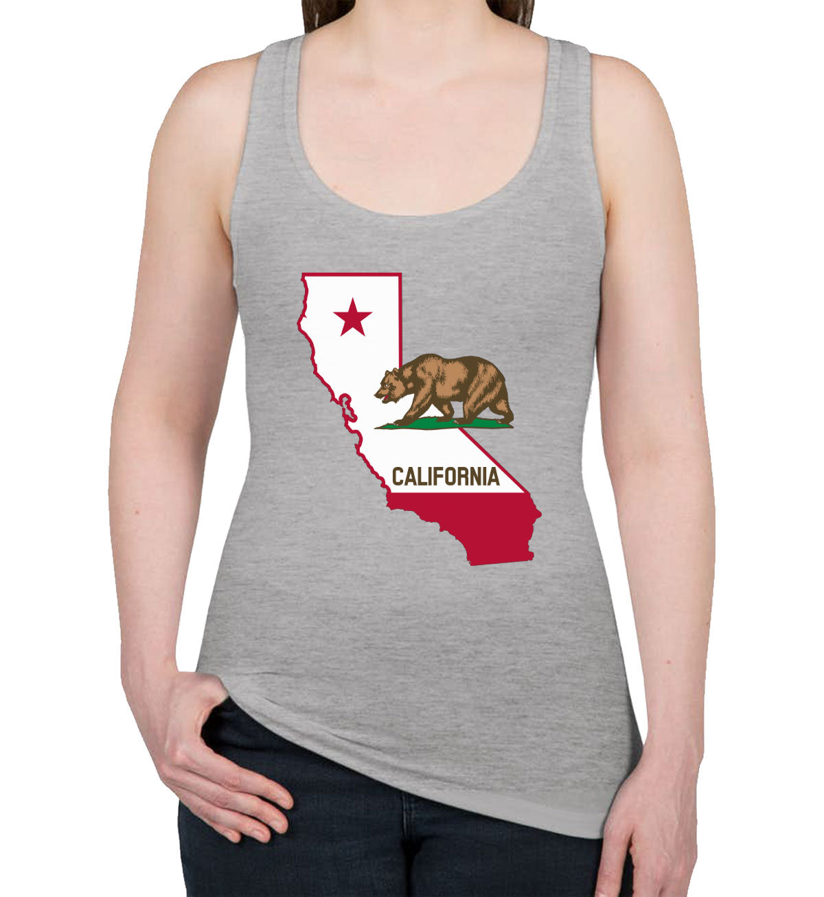 California State Flag Bear Women's Racerback Tank Top