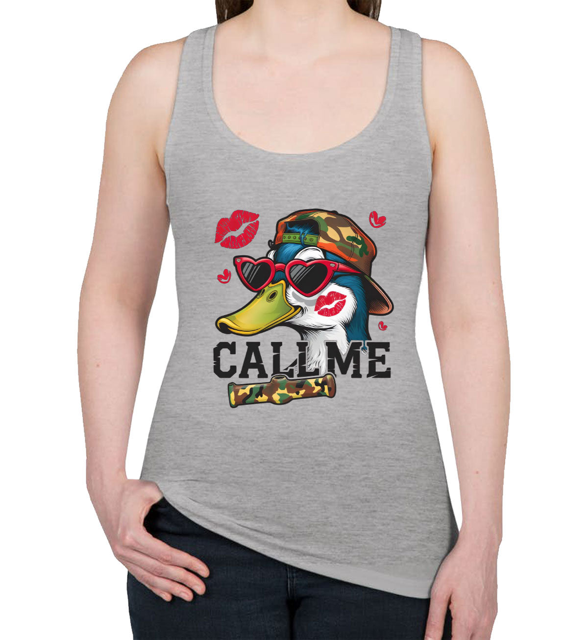 Duck Hunting Call Me Women's Racerback Tank Top