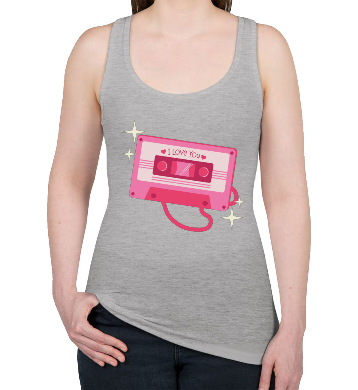 Casette Tape I Love You Valentine's Day Women's Racerback Tank Top